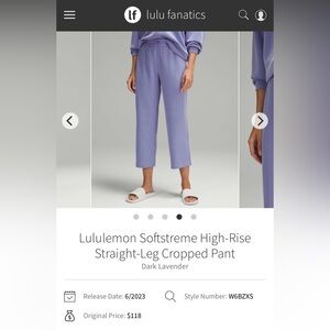 Lululemon Softstreme Crop Pant